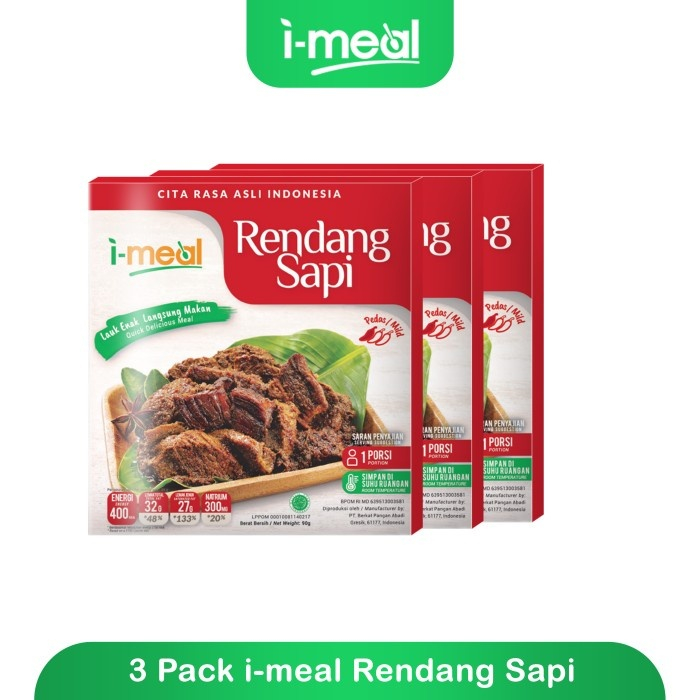 

I-Meal Paket Rendang Sapi Isi 3 siap saji imeal makanan instan makanan siap saji makanan bernutrisi makanan sehat