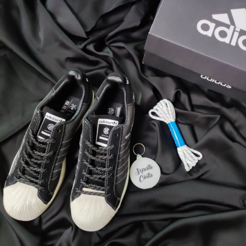Sepatu  sneakers adidas superstar clot x neighbour hood Core black/Cloud white