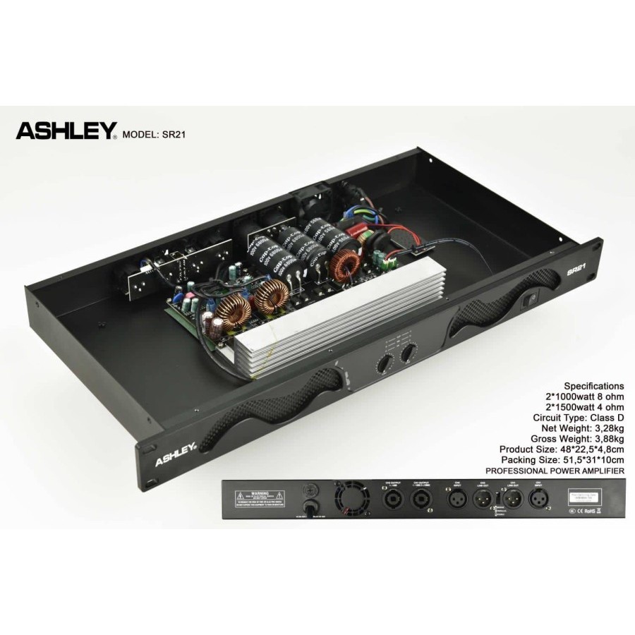 Power Ampli Amply Ashley SR21 SR 21 Original Class D Amplifier 2000 watt Subwoofer