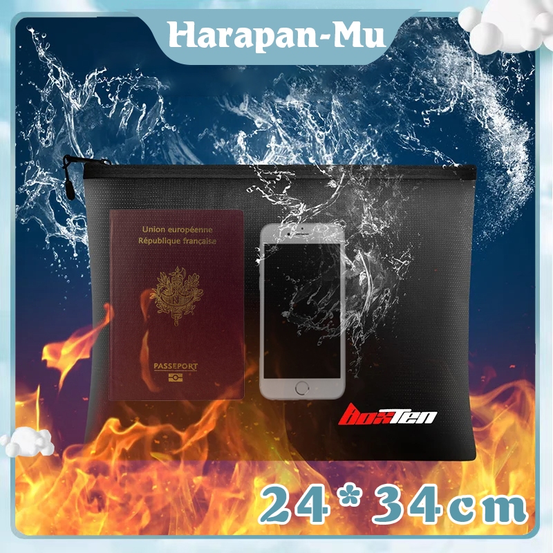 Tas Dokumen Anti Air Dan Api F4 Fireproof Bag Tas Penyimpanan Dokumen Penting