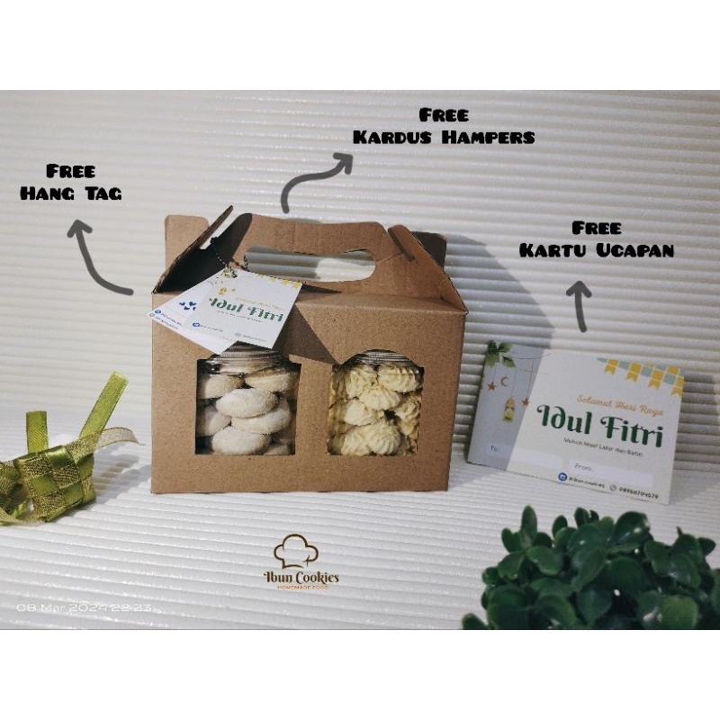 

Hampers Lebaran Idul Fitri Unik Kue Kering/Nastar/Putri Salju/Palm Cheese/Sagu Keju/Semprit / ekonomis 600 ml