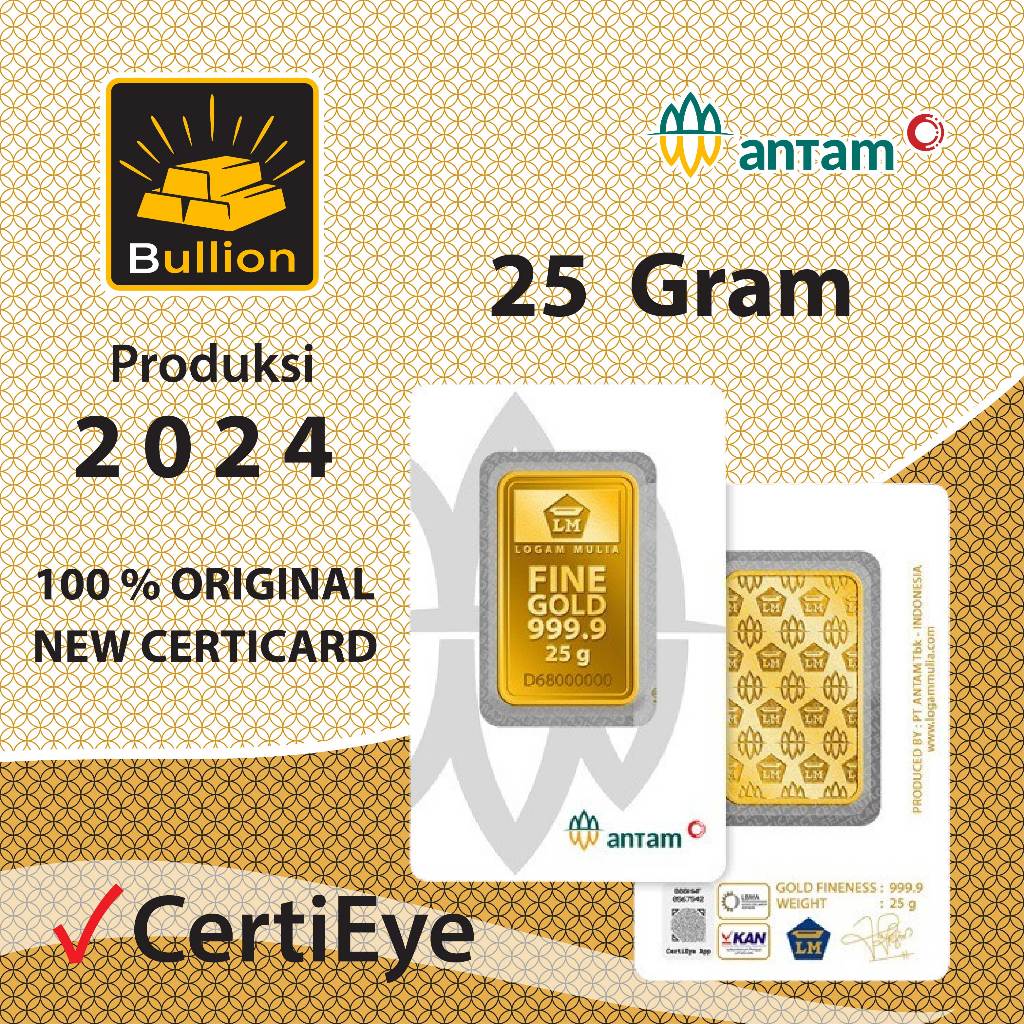 LOGAM MULIA LM ANTAM EMAS BATANGAN KEPINGAN 25 GRAM