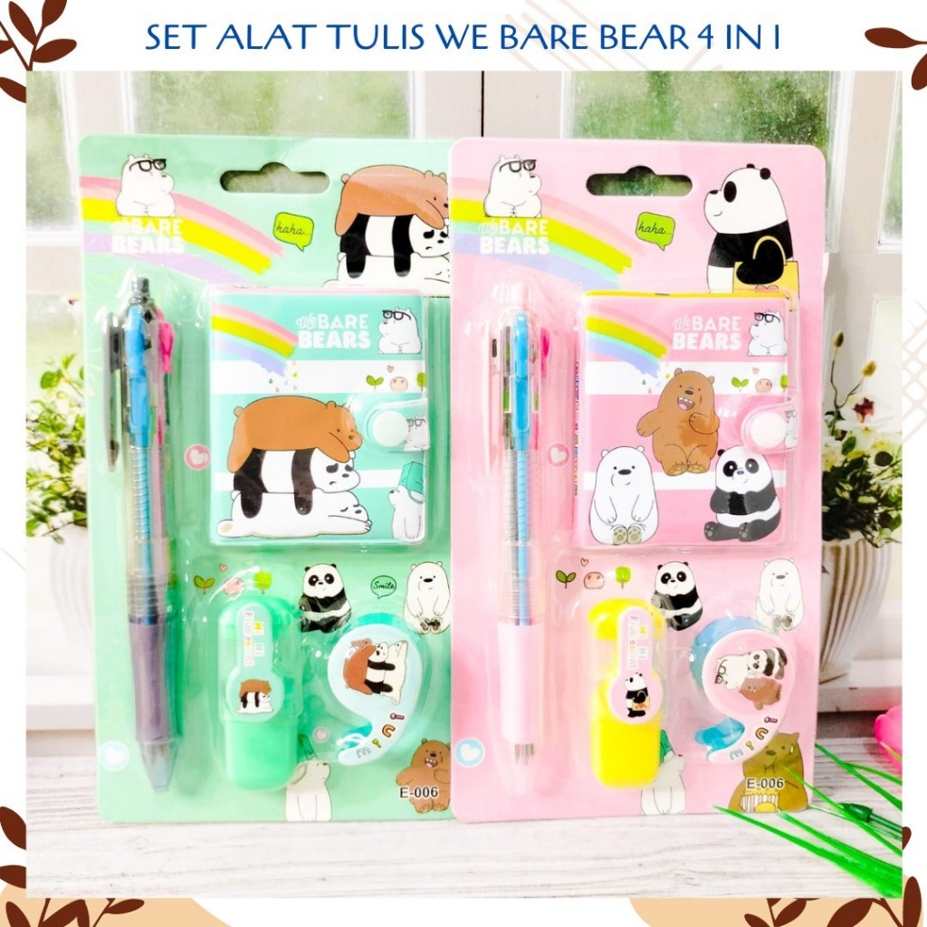 

SET ALAT TULIS WE BARE BEAR 4 IN 1 E-006 WBB (PULPEN 4 WARNA, BUKU MINI, STABILO MINI, TAPE GAMBAR MINI) ALAT TULIS SEKOLAH KANTOR AESTHETIC COD