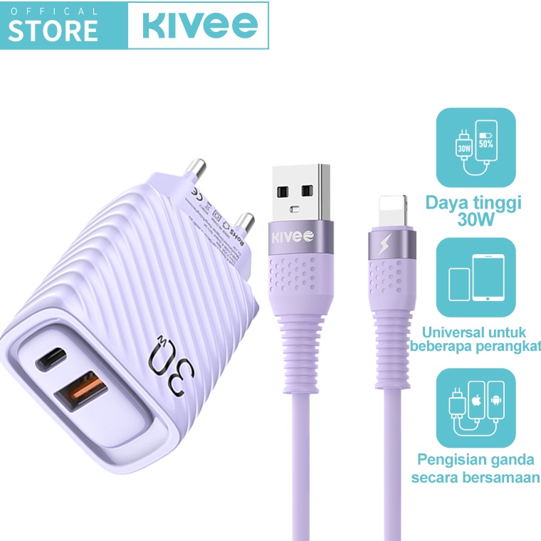 lv HOT KIVEE kepala charger iphone Fast Charging 3W Macaron Charger Type C Micro USB