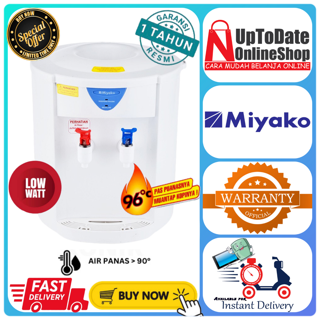 DISPENSER MIYAKO WD-186H WD186H 186H PORTABLE DISPENSER MIYAKO TANGKI ANTI KARAT  SUPER LOW WATT MIY