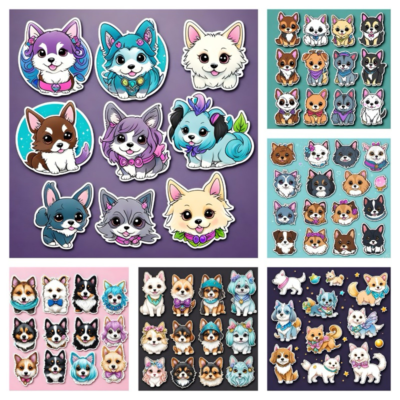 

1 set 70 stiker anjing lucu imut anti air