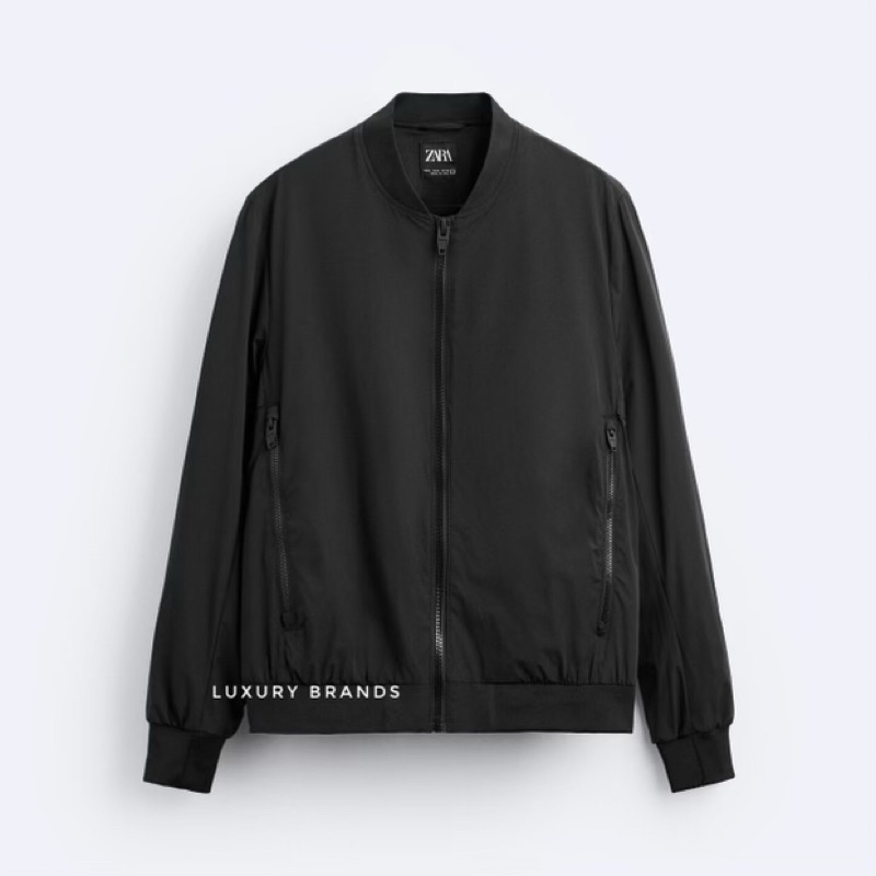Jaket Bomber ZARA Man Original Quilted Bomber Jacket Black