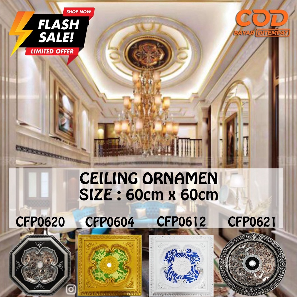SQY976 Perdana COD ORNAMEN LAMPU PLAFON PVC PANEL Minimalis  Ornamen Plafon PVC 6 x 6 cm Lampu Plafo