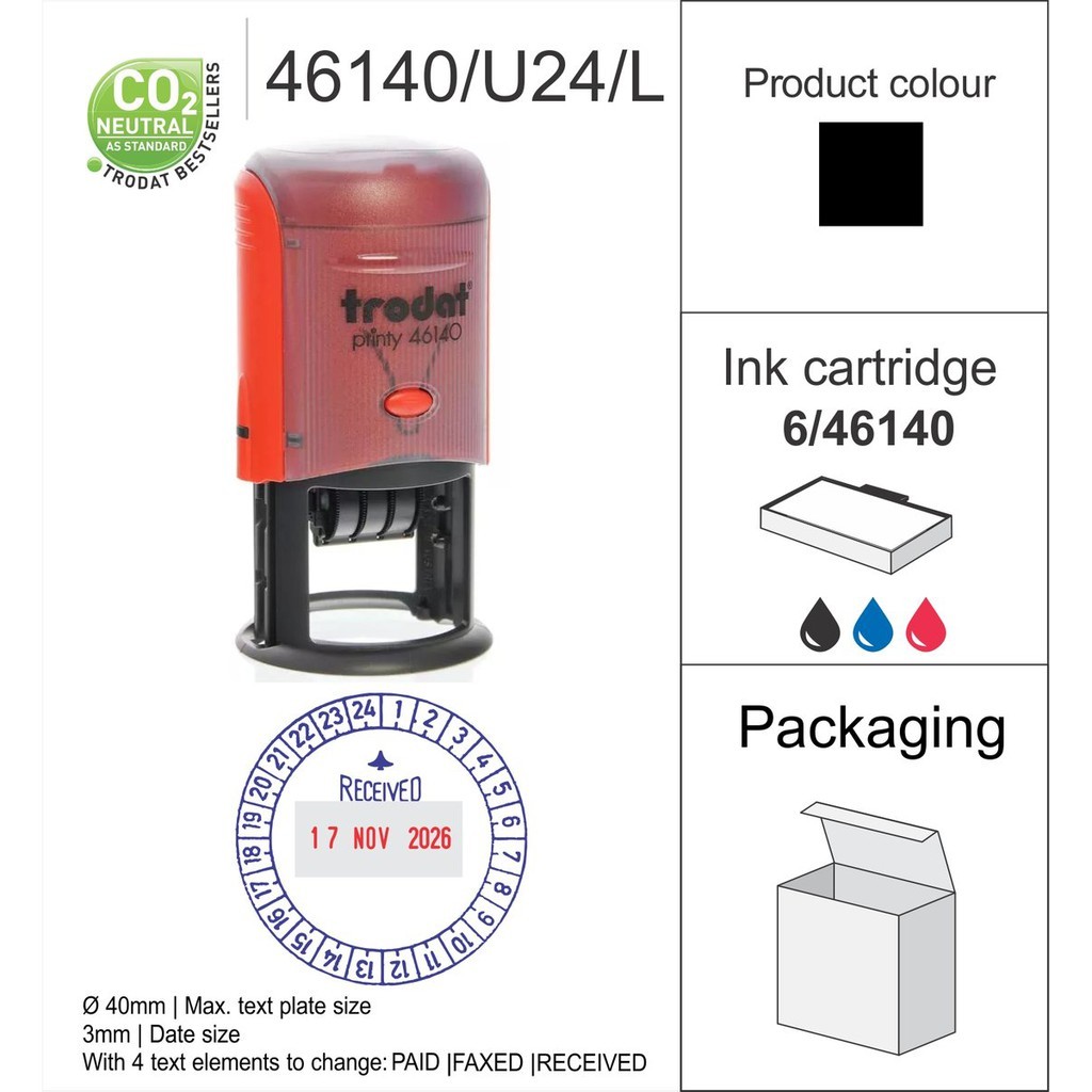 

Stempel Trodat Printy Date 46140/U-24 - + Letter