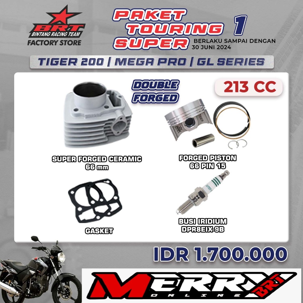 Paket Touring 1 BRT Blok Bore Up Ceramic Dan Casting 66mm Honda Tiger Mega Pro Primus GL Series