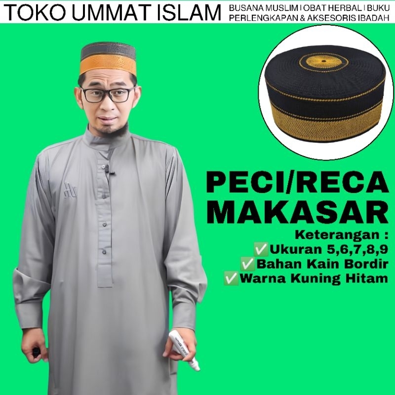 Peci Songkok Recca Reca Bugis Bone Sulawesi Spon Bordir Gold Silver