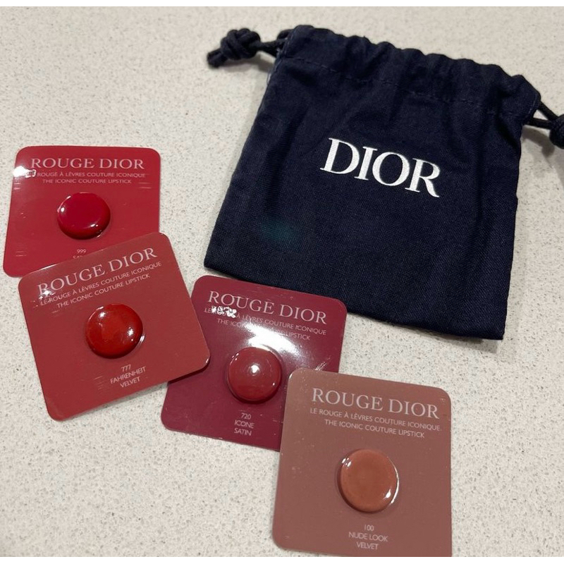 DIOR ROGUE LIPSTICK SAMPLE ISI 4 + POUCH HITAM
