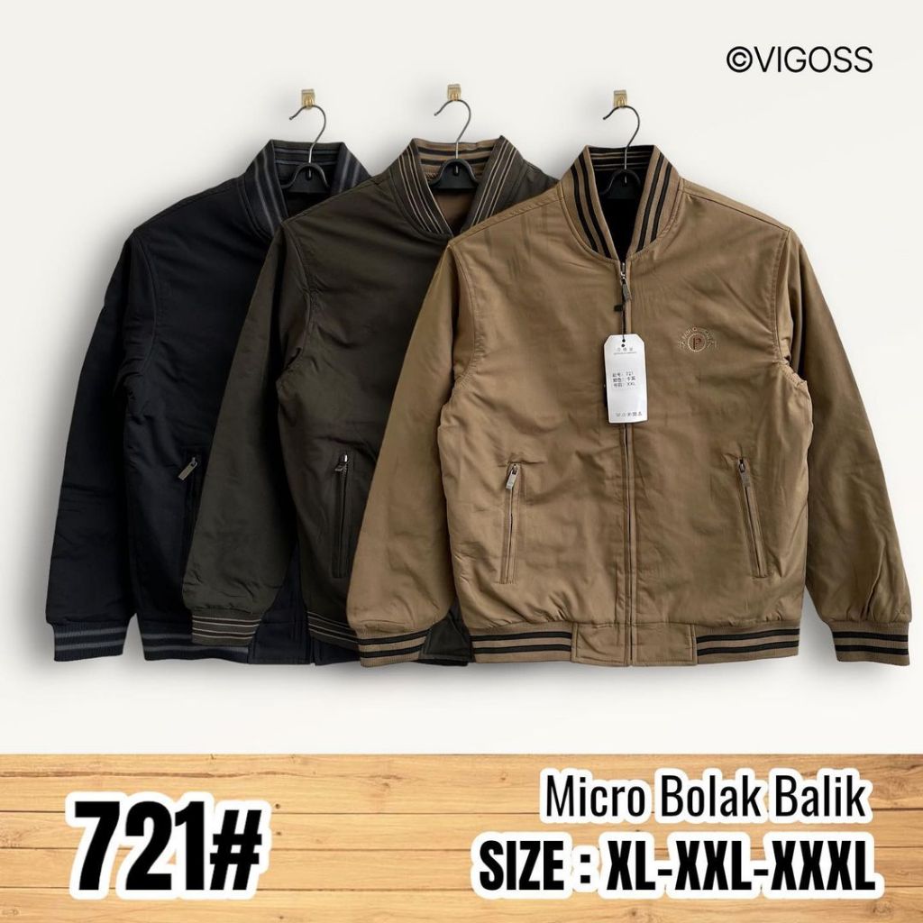 CHOEX - Jaket Impor Pria Bolak Balik Luar dalam Polos Bahan Katun