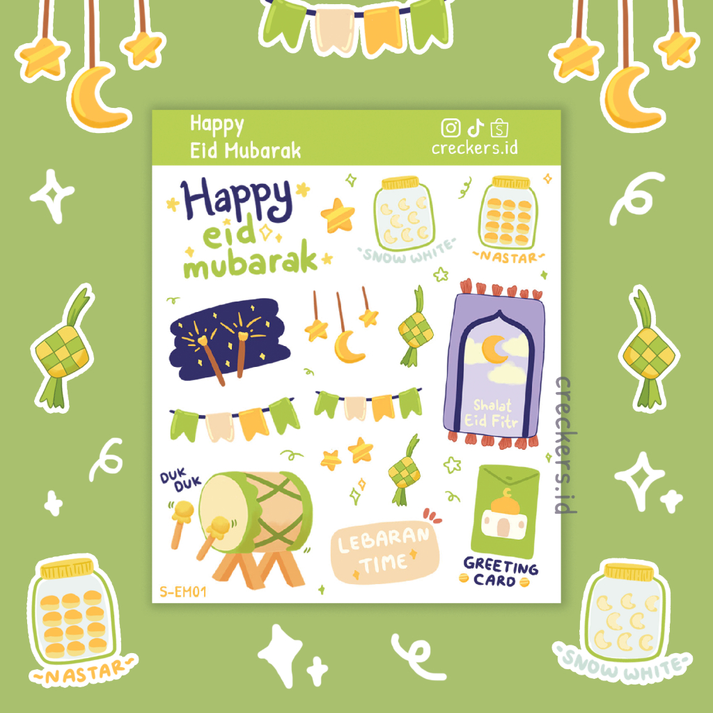 

[creckers.id] Happy Eid Mubarak Sticker Sheet