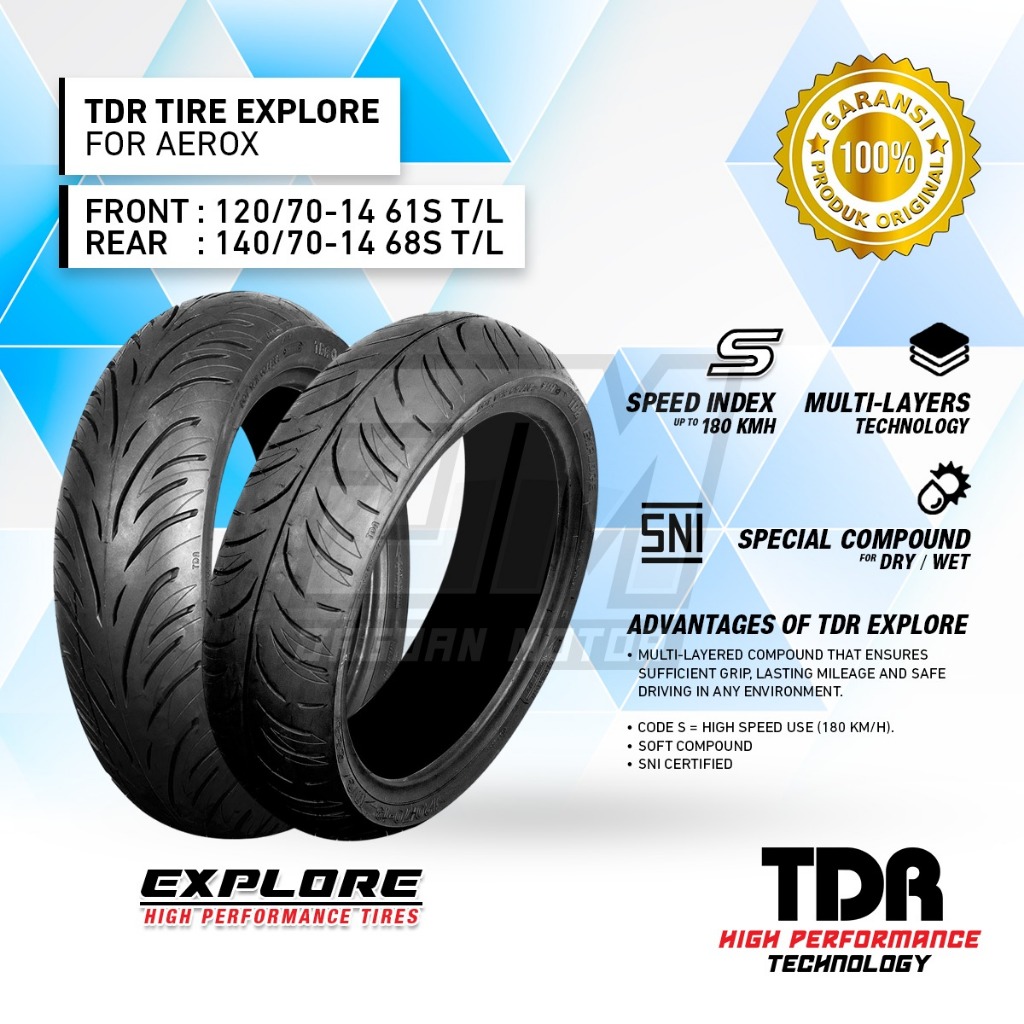 Ban TDR AEROX / ALL NEW AEROX Tire Explore Set Front & Rear T/L