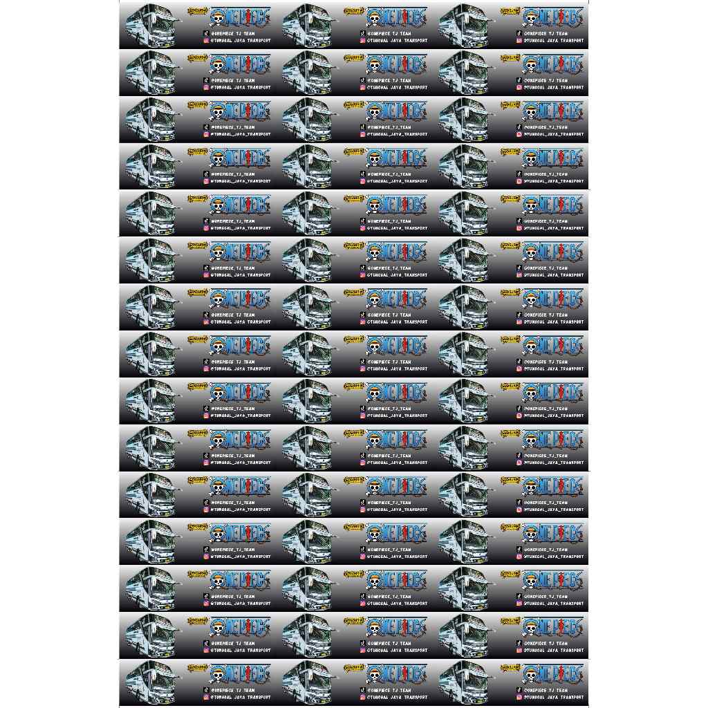 

STICKER BUS BASURI ONE PIECE 1 Lembar Isi 45 kotak, STICKER BUS BASURI VIRAL