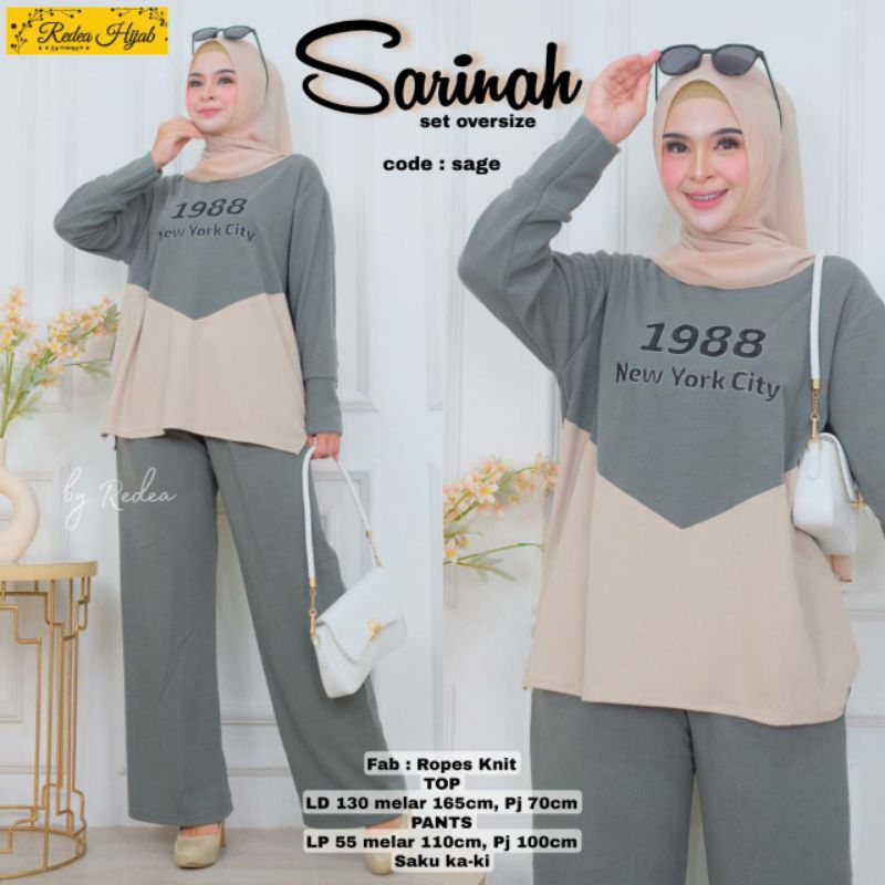 ONE SET KAOS WANITA JUMBO LD 130 SETELAN KAOS KNIT WANITA OVERSIZE SARINAH SET