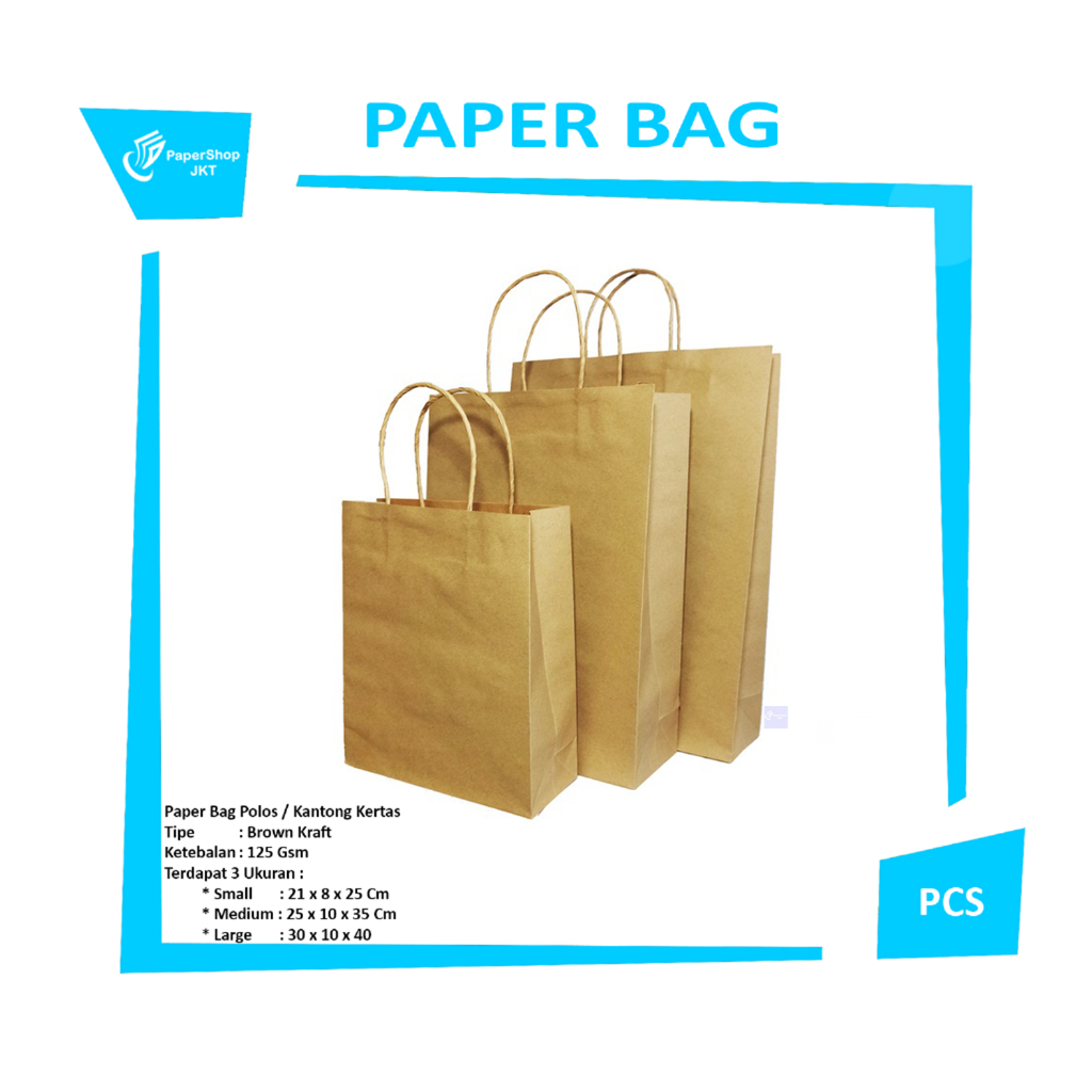 

Paper Bag Brown Craft 125 Gsm Kantong Kertas Polos - Pcs
