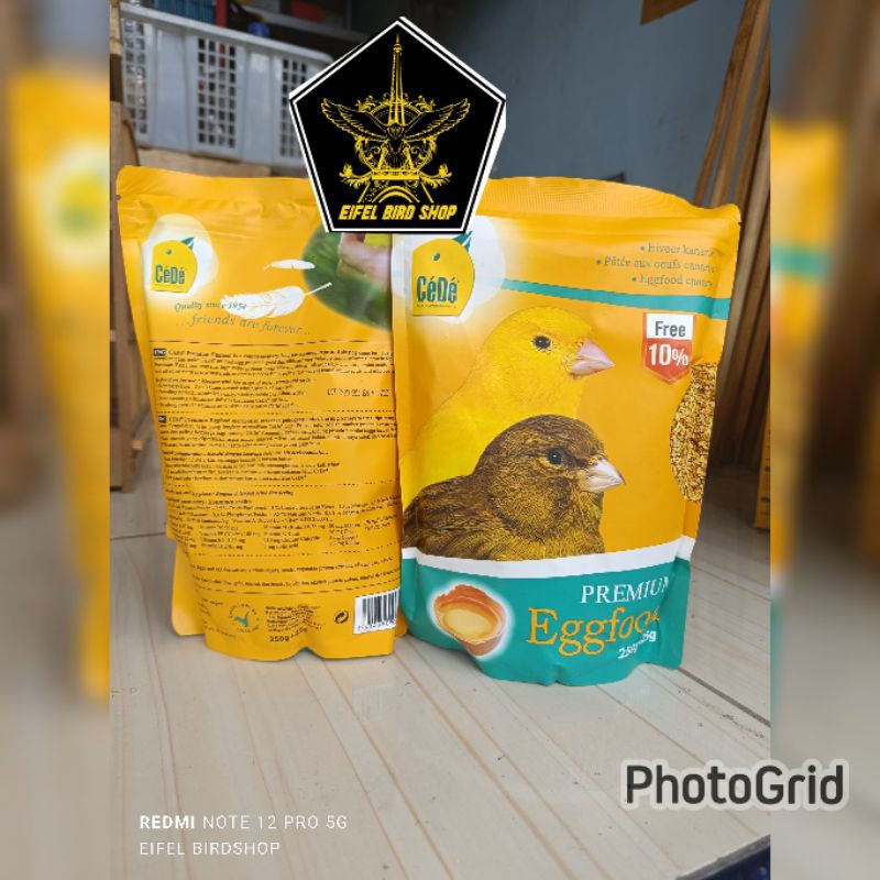 CEDE PREMIUM EGGFOOD 250gram + 25 gram CEDE POUCH gede cd premium makanan import kenari