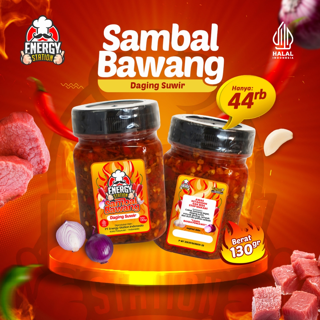 

Sambal/sambel original/bawang Daging suwir 130gr pedas nikmat