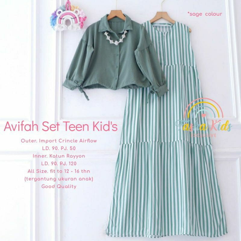 Nabila Tessa Shanum zaluna set remaja outer inner by fasha