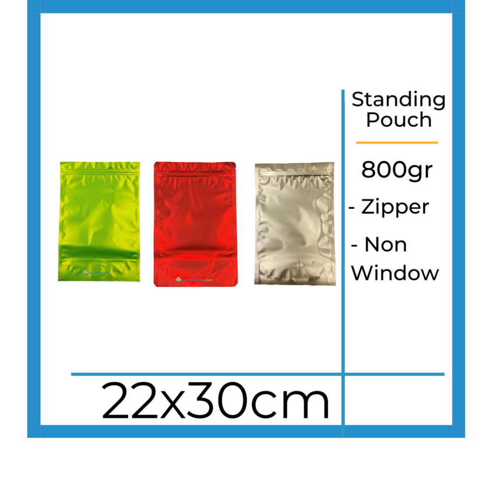 22x30 cm Standing Pouch Kantong Kemasan Makanan Ziplock Food Grade