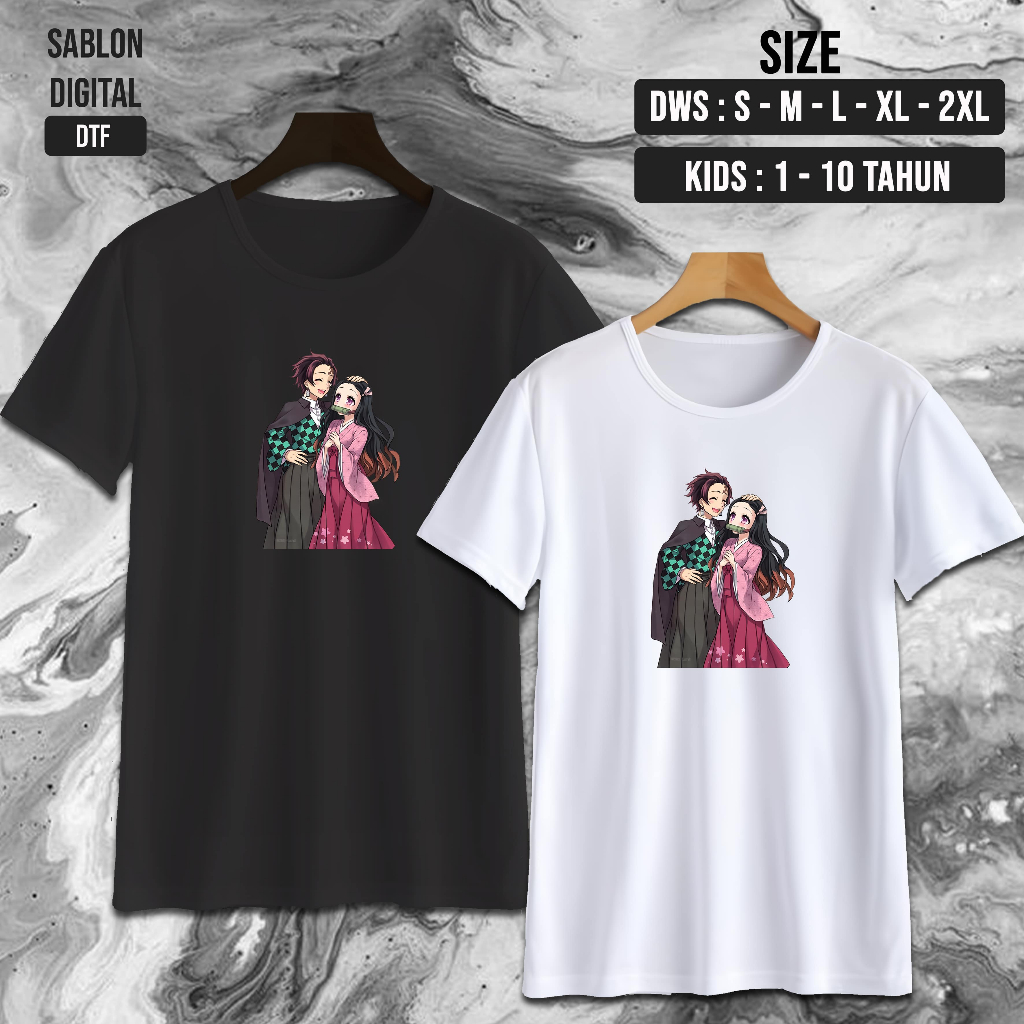 NW0286 Kaos TANJIRO & NEZUKO KAMADO / TSHIRT ANIME TANJIRO & NESUKO / kaos ANIME COUPLE / Baju Kaos 