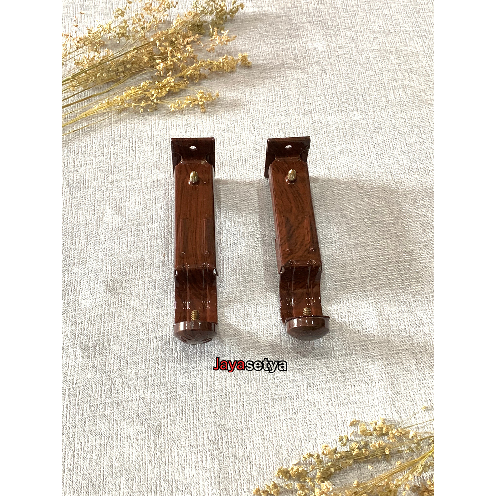 Kaki Rollet Braket Batang Gorden Bulat Penyangga Tiang Gorden Motif Kayu
