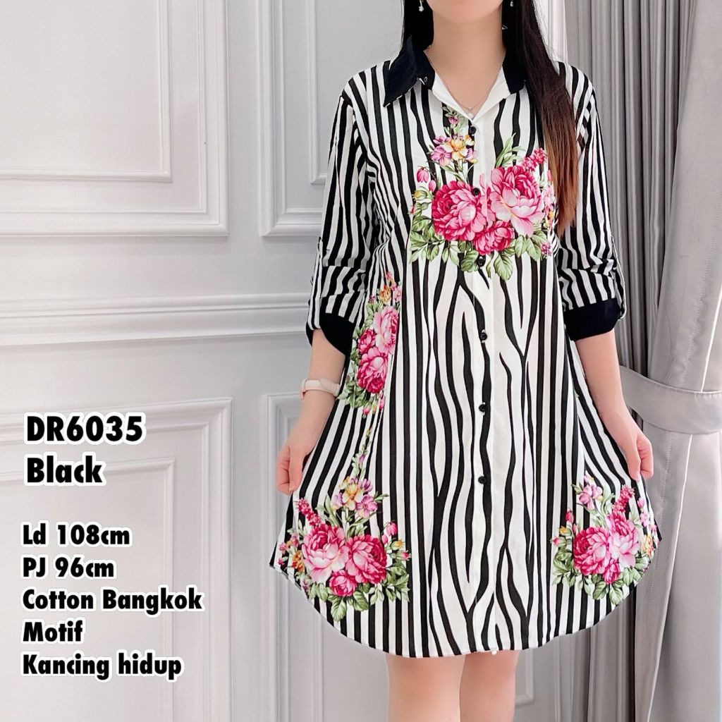 KD6578  tunik motif bunga new premium bahan katun katun DR6035 Halus