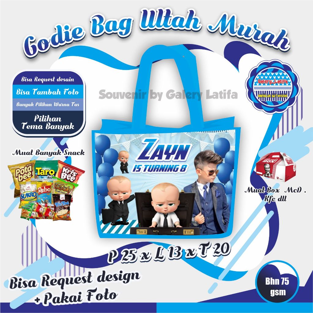 

GODIE BAG ULTAH / TAS ULTAH / SOUVERNIR ULTAH TEMA BABY BOSS / COCOMELON