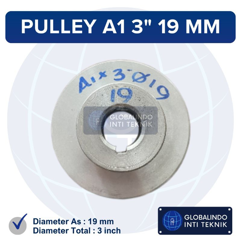 Puli Pully Pulley Mesin Dinamo Kompresor Angin Aluminium A1 3” 19 mm