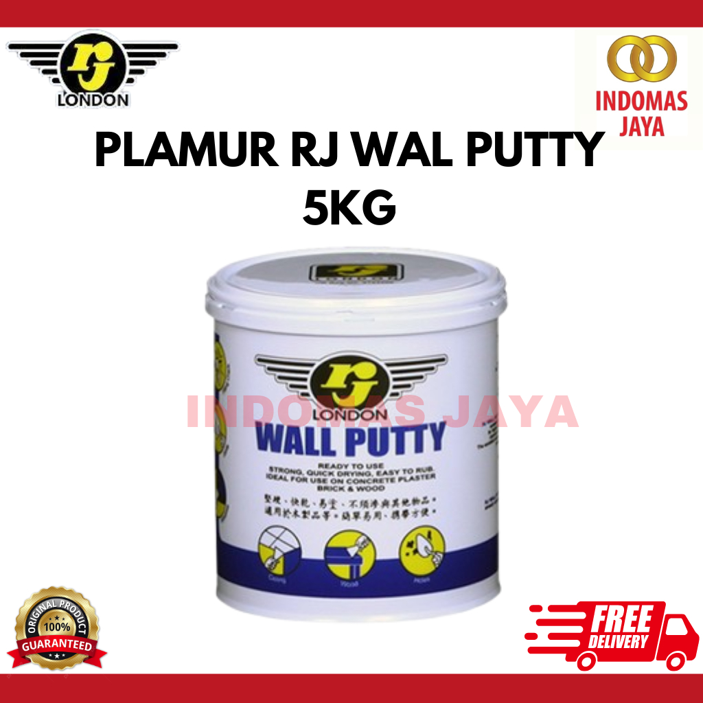 RJ London wall putty 5kg 5000gr Dempul Tembok Plamir Tembok Dempul Kayu Dempul Asbes gypsum bata GRC