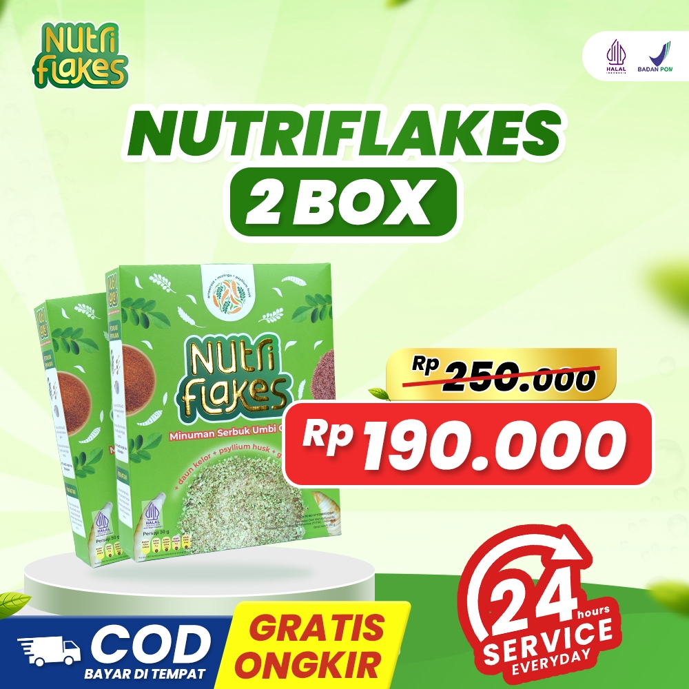 

Nutriflakes Sereal Umbi Garut Sarapan Sereal Atasi Asam Lambung dan Gerd 2 Box