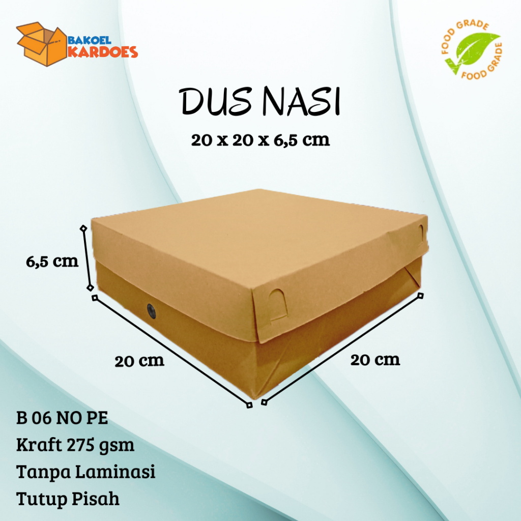 

Dus Nasi polos B 06 20x20x6,5 cm Tanpa Laminasi