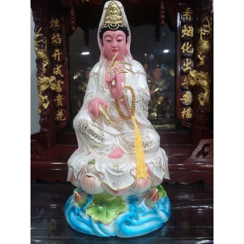 patung dewi Kwan im 16" bahan kayu