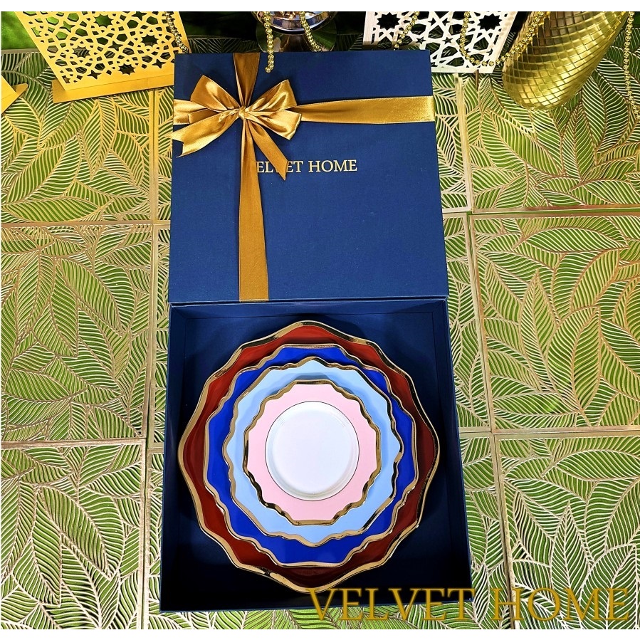 Hampers piring Bunga plate gift set natal lebaran imlek idul fitri eid piring keramik bentuk bunga r