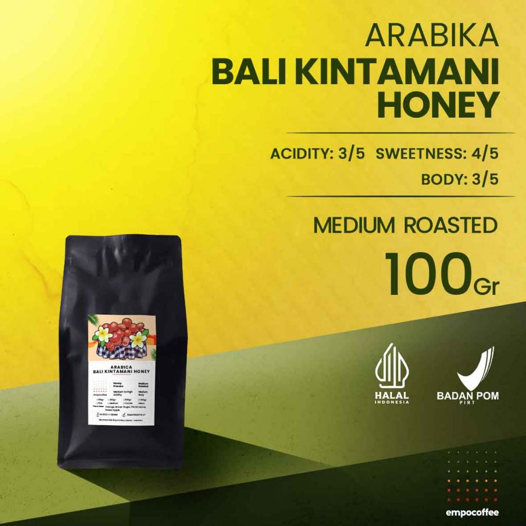 

Empo Coffee Biji Kopi Bubuk Arabika Bali Kintamani Honey Arabica Coffee Roasted Bean Coffe Roast Beans 100 Gram