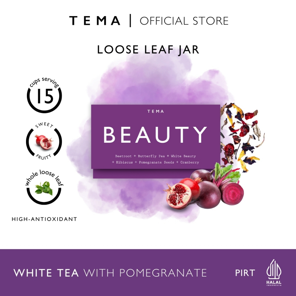 

Beauty - White Beet Pomegranate - Wellness Tea - TEMA Tea Jar - 15 Servings