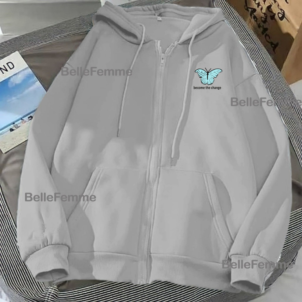 Olf Jaket hoodie butterfly couple bestie murah l xl xxl zipper hoodie wanita korean style sweater