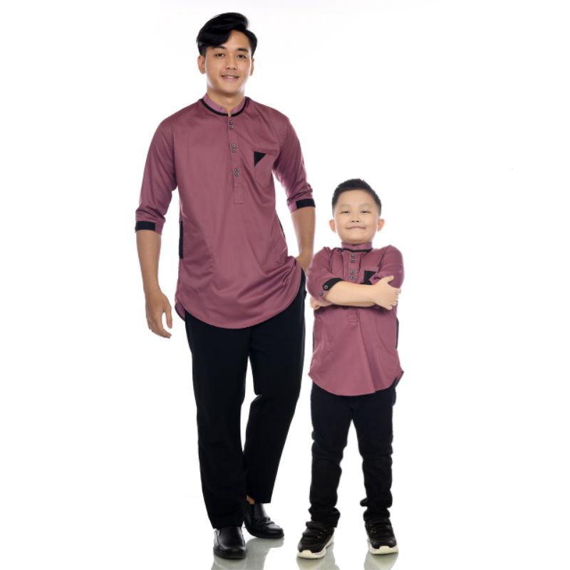 KOKO QURTA AYAH DAN ANAK WARNA MAUVE  / KOKO PRIA / KOKO TANGAN 3/4 MAUVE / KOKO QURTA TERLARIS
