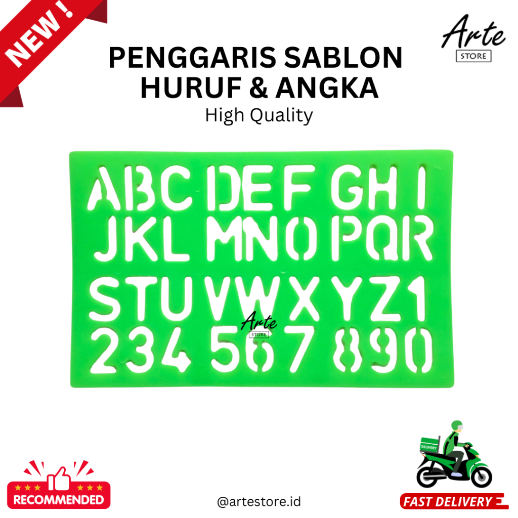 Penggaris Sablon Mal Huruf Angka / Stencil