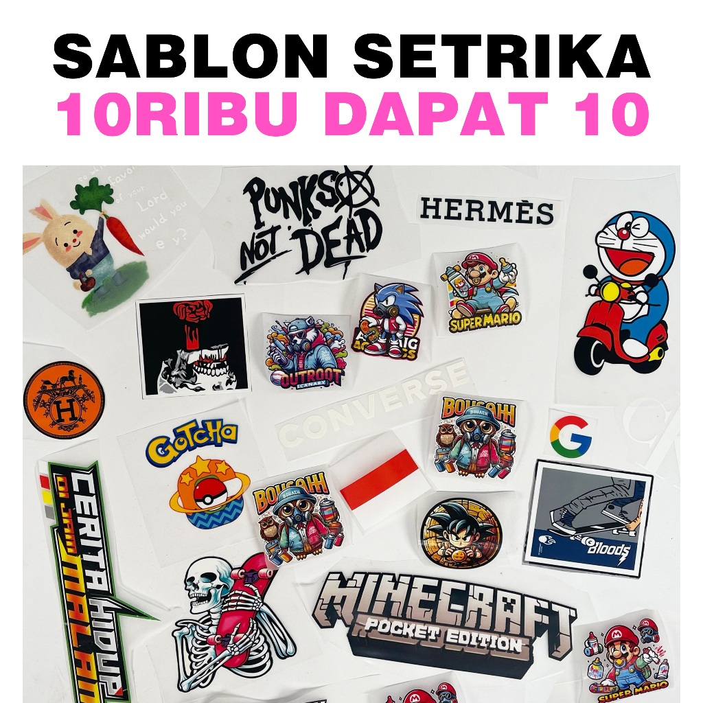 Sablon Setrika DTF Random Ukuran Logo Kecil dan Besar a4 a3 Sticker Sablon