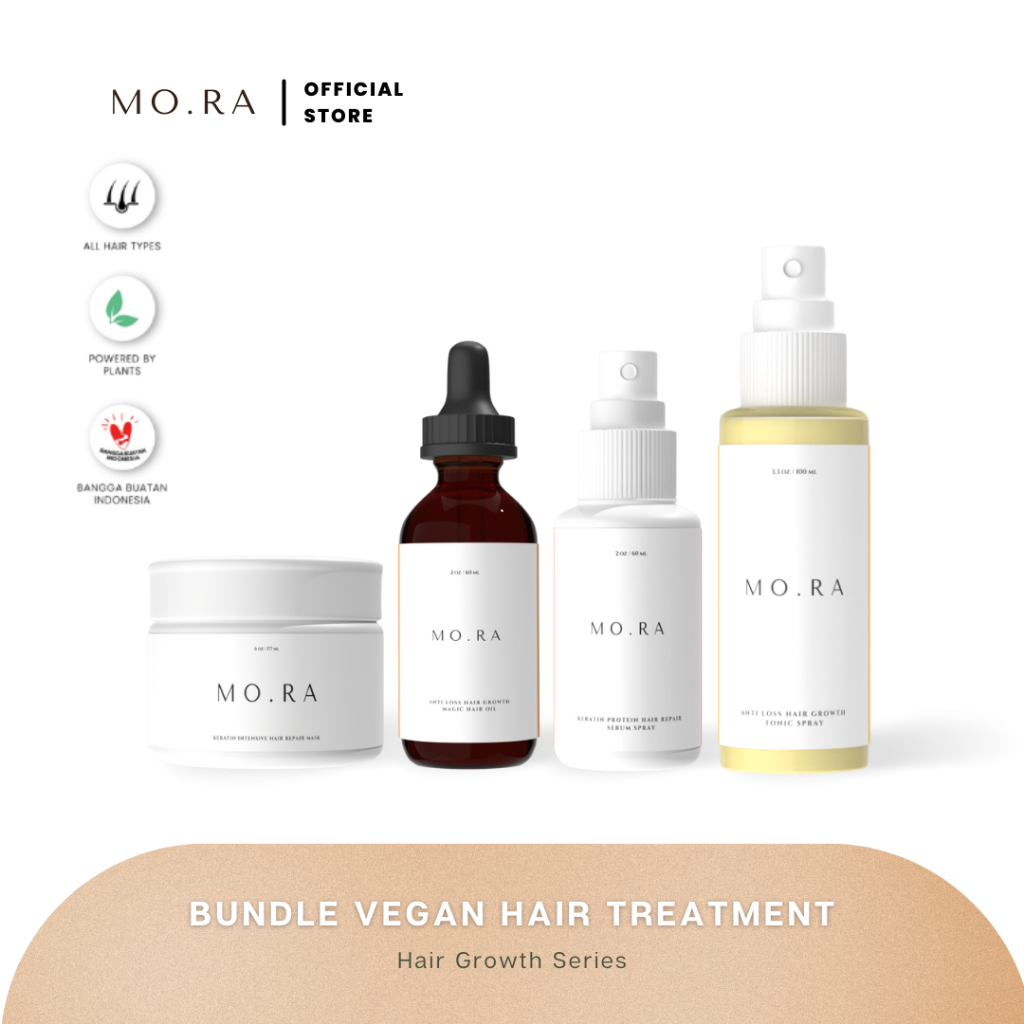 MO.RA (BUNDLE) VEGAN HAIR TREATMENT SERIES HAIR GROWTH, REPAIR & STRENGTHEN SERIES/ ANTI FRIZZ / ANT