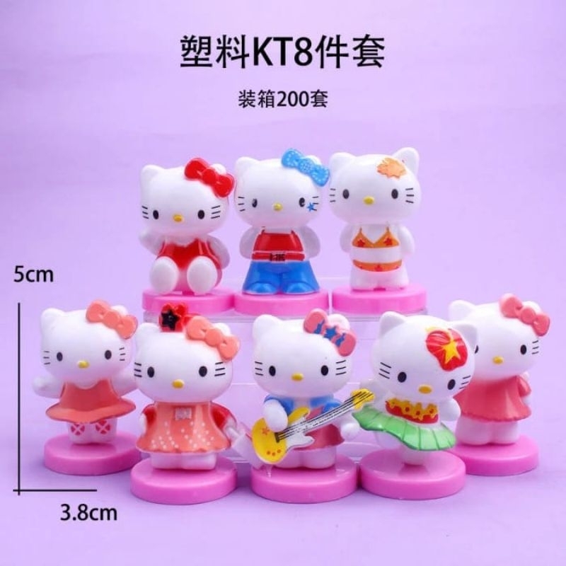 {DS} Pajangan Kue Ulang Tahun Hello Kitty isi 8 set / Hiasan Kue Hello Kitty / Dekorasi Kue Ulang Ta