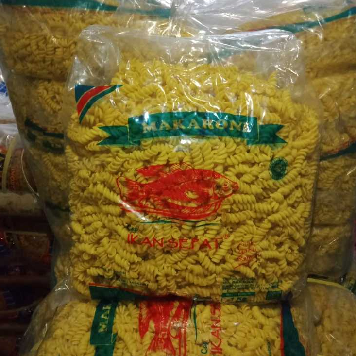 

[Pack 1KG] Makaroni makroni Rebus Mentah Bentuk Spiral Unik Merk Ikan Sepat