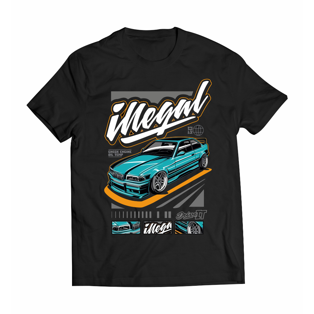Kaos anak illegal racing BMW Hitam