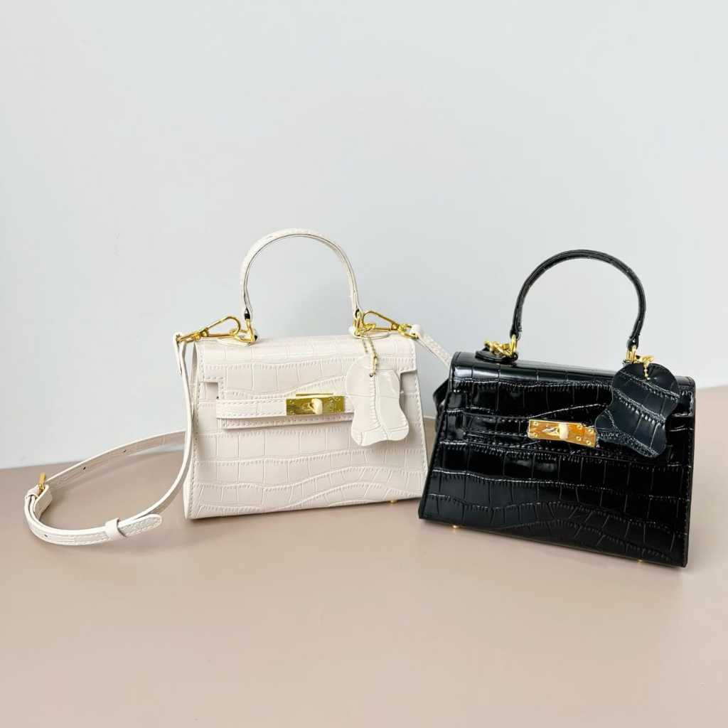 Premium Fashion Bag Croco Effect Top Handle Bag (001)