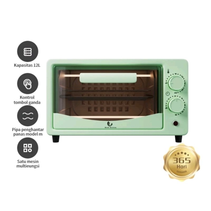 Oven Listrik Han River 12L low watt - oven kue hemat listrik