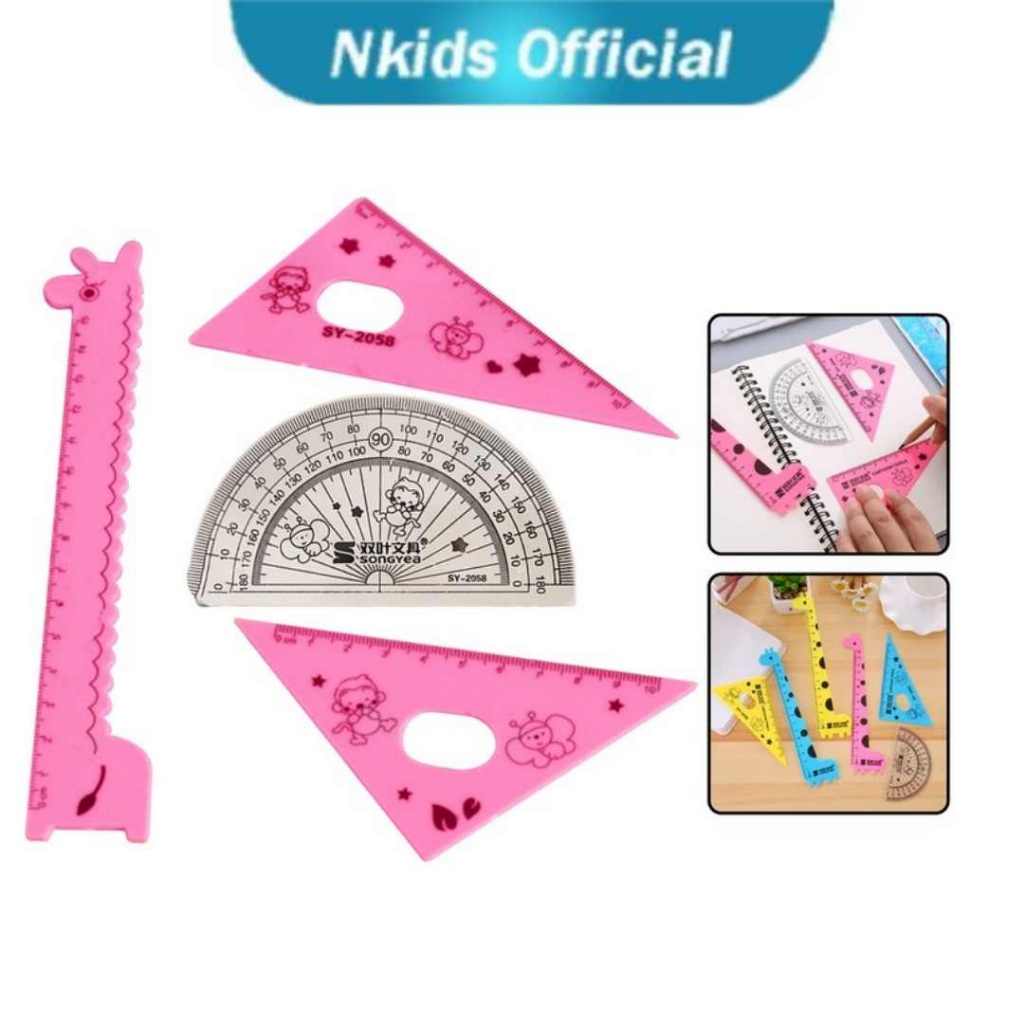 

Penggaris Plastik Set Isi 4 Anak Sekolah TK SD Lucu