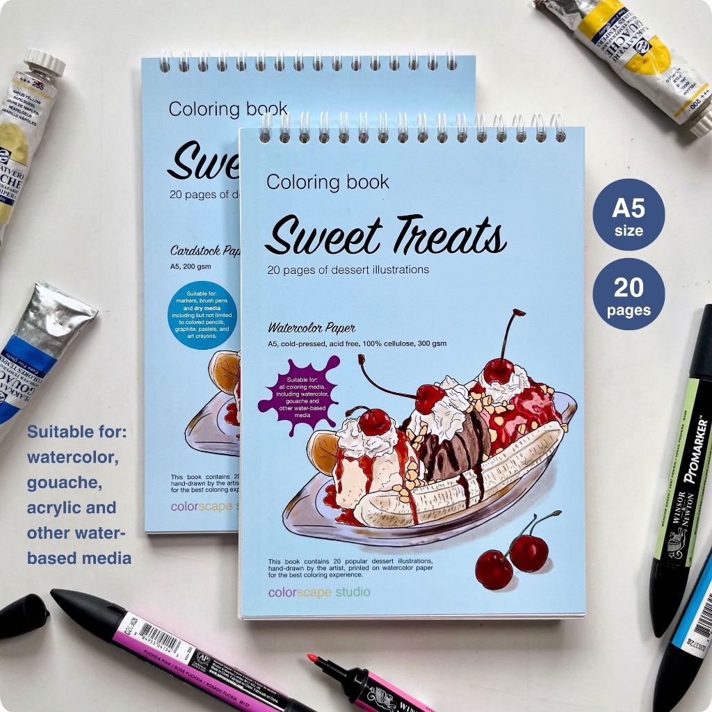 Colorscape Watercolor & Mixed Media Coloring Book - Sweet Treats